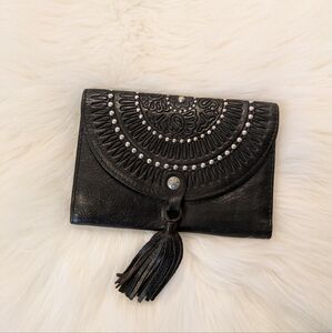 Patricia Nash Black Leather Wallet with Tassel